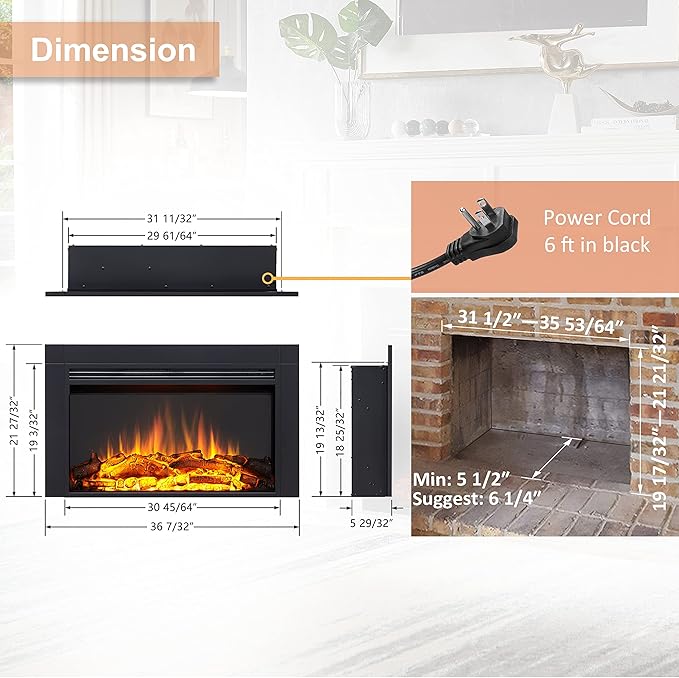 LegendFlame Jaden 36" W x 22" H Electric Fireplace Insert - Image 3