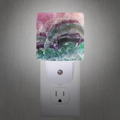 Smoaffly Color Pink Fluorite Crystal Stone Night Light Plug-in LED Nightlights - Image 2