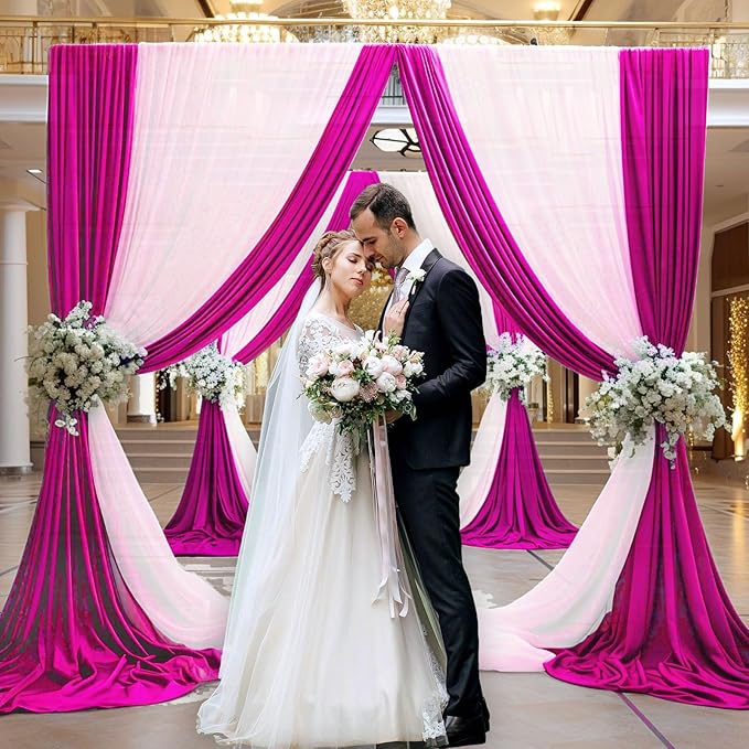 10 x 7 Feet Rose Red Backdrop Curtain for Partie, Background Curtains for Pho...