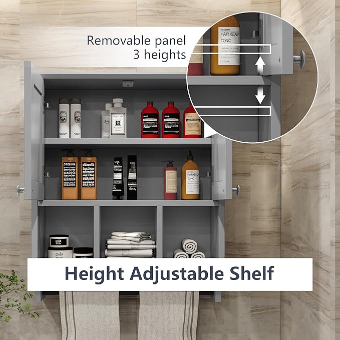 Medicine Cabinets, Bathroom Cabinet Wall Mounted 2-Door - Image 6