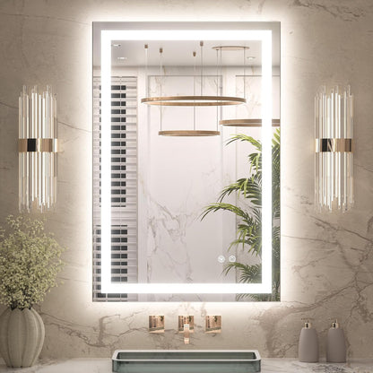 Keonjinn 24x36 Inch LED Bathroom Mirror with Lights, Frontlit & Backlit | Lighted Bathroom Mirror, 3-Color Temperature & Stepless Dimmable Lighting, Fast & Safe Defogging, Effortless Installation