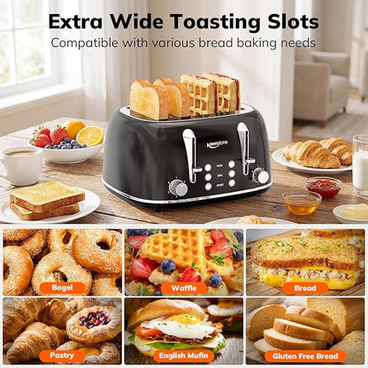 Keenstone Toaster 4 Slice, Retro Stainless Steel Wide Slot Toaster - Image 6