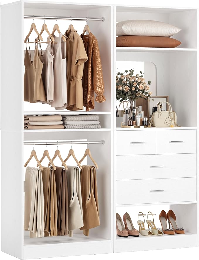 Unikito 50” Closet System with 4 Drawers, 4.2FT Wood Closet Organizer with by Unikito