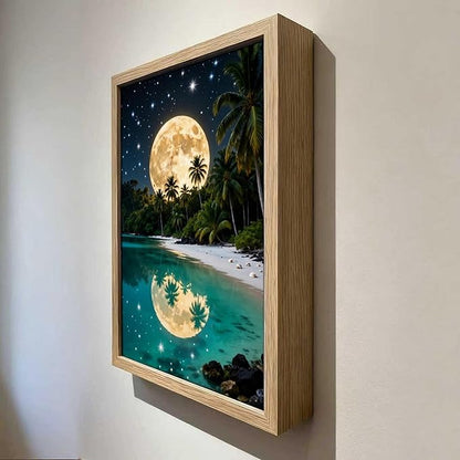 URVIP LED Glowing Photo Frame, 3D Starry-Sky Blue Moon Wall Art, 9x12 Inches - Image 4