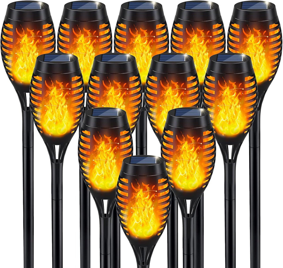 IkeeRuic Solar Torch Light with Flickering Flame for Halloween Decorations