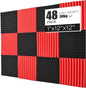 Acoustic Foams Panels 48 Pack 1" x 12"x 12" Sound Proof Foam Panels by Saiqiang