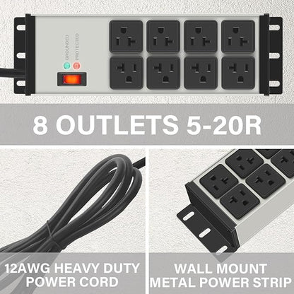 CCCEI Magnetic Heavy Duty Power Strip Surge Protector 20Amp, 12 Gauge High Amp - Image 3