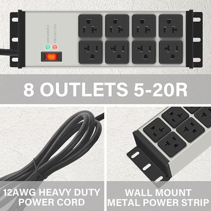 CCCEI Magnetic Heavy Duty Power Strip Surge Protector 20Amp, 12 Gauge High Amp - Image 3
