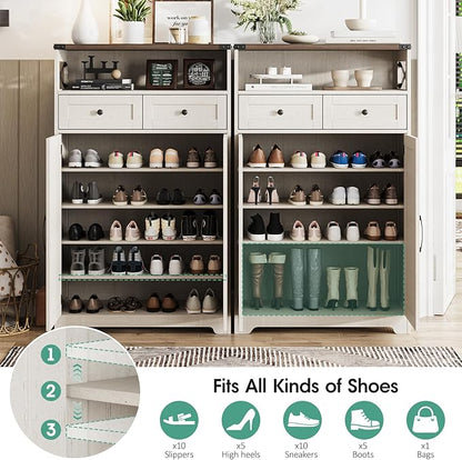 Maupvit Shoe Cabinet with Doors, 6-Tier Farmhouse Shoe Storage Cabinet with 2 - Image 4