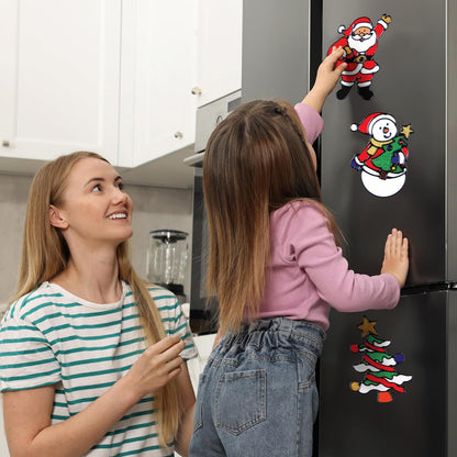 12 Pack Christmas Window Clings Stickers for Glass - Xmas Decor Vinyl Decal | Winter Holiday Decor Vinyl Decals for Kids - Reusable Santa Claus, Snowman, Mirror, Wall & Door Stickers for Indoor & Outdoor