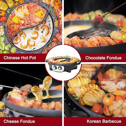 Food Party Hot Pot with Grill 2 in 1 Electric Smokeless Grill and Hotpot Pot - Image 5