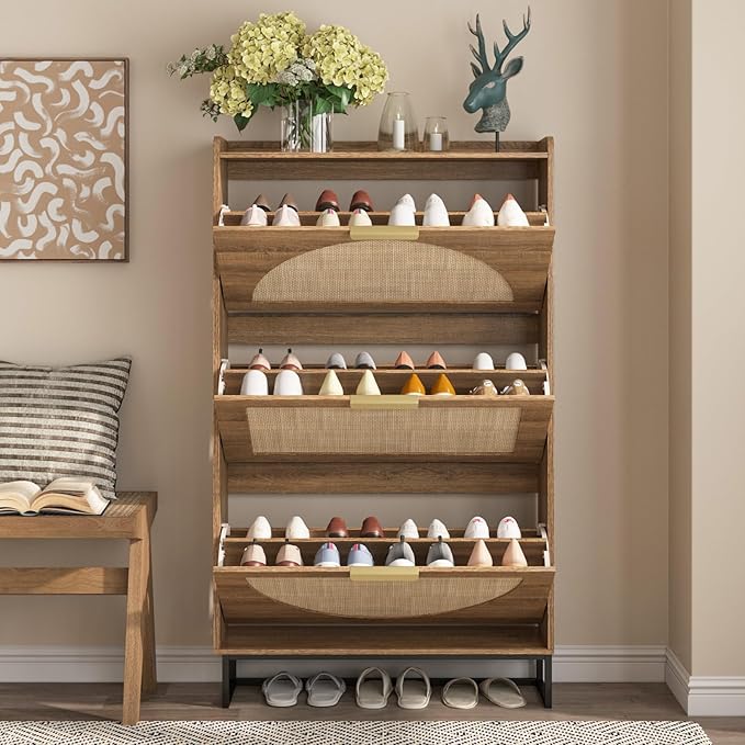 Maupvit Rattan Shoe Storage Cabinet - Image 3
