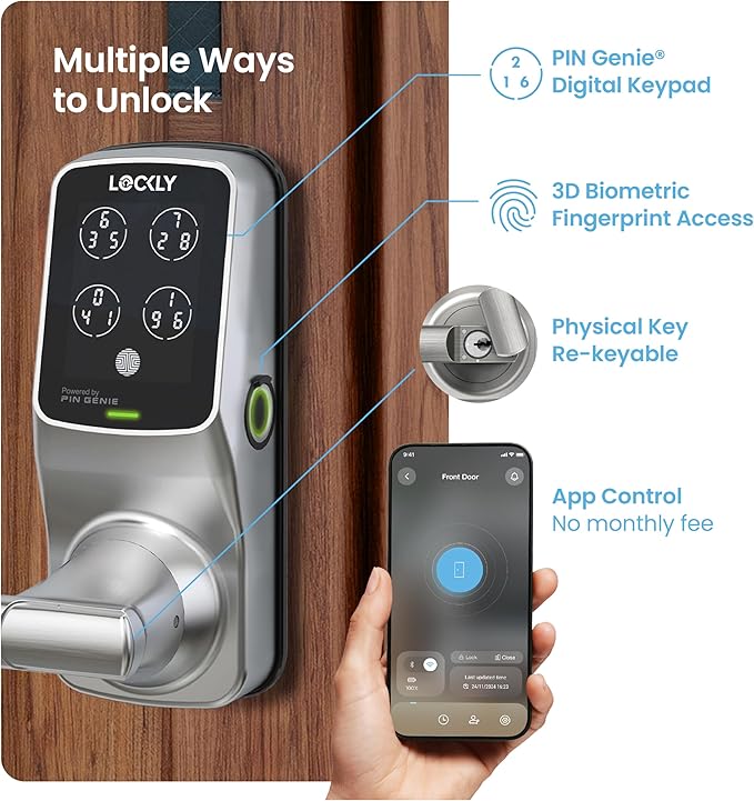 Lockly Secure Pro Smart Lock Wi-Fi, Keyless Entry Digital Keypad Door Lock - Image 2