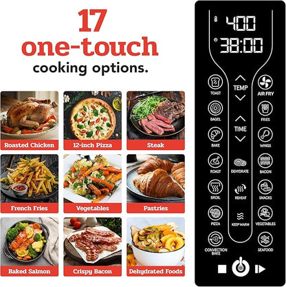 Gourmia Toaster Oven Air Fryer Combo 17 cooking presets 1700W french door - Image 4