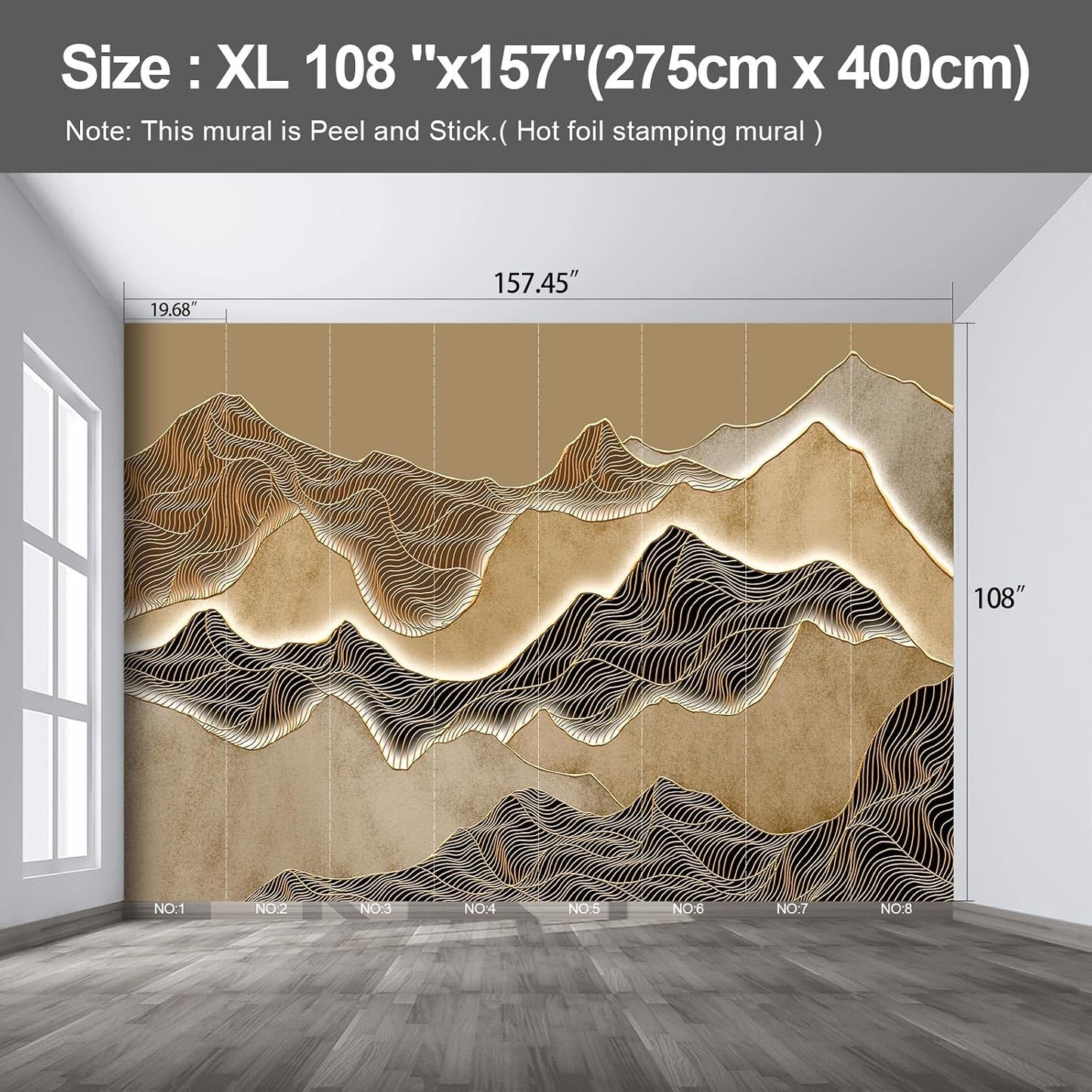 3D Relief Mural Hot foil Stamping Wallpaper for Living Room and Bedroom - XL -108"x157"