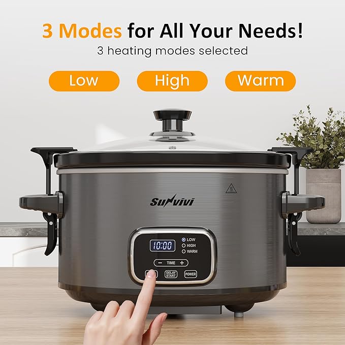 Sunvivi 4QT Slow Cooker, Programmable Pot - Image 4