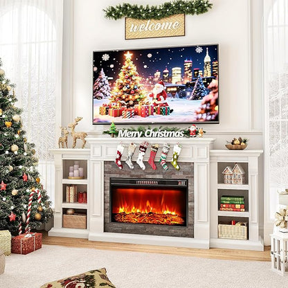 80" Electric Fireplace with Mantel, Fireplace TV Stand - Image 2
