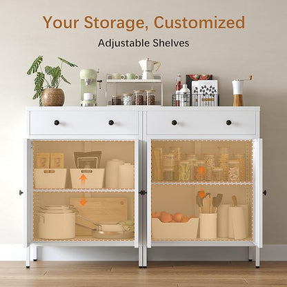Metal Storage Cabinet with Drawer and Adjustable Shelf, 35.4" H Coffee Bar - Image 3