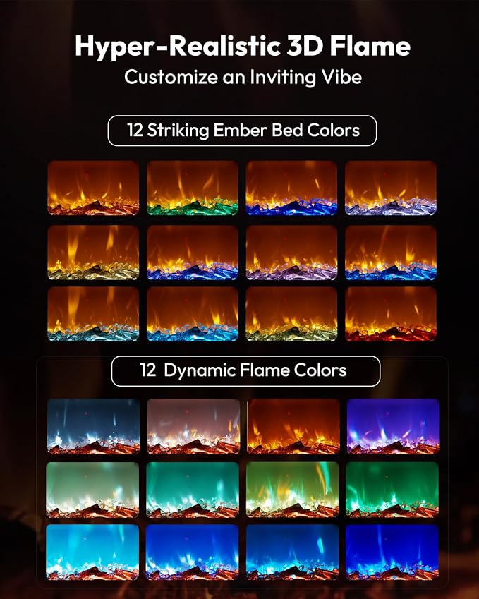 EUHOMY 60 Inch Electric Fireplace Recessed Wall Mounted - Image 2