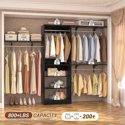 8FT Closet System with Shelves, Wall Mount Bedroom Wardrobe Walk-in Closet - Image 5