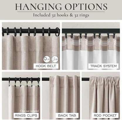 Small Blackout Kitchen Curtains 48 Inch Length, Rustic Farmhouse Pleat Burlap - Image 5