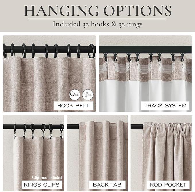 Extra Long Faux Linen Curtains 132 Inches Long - Image 3