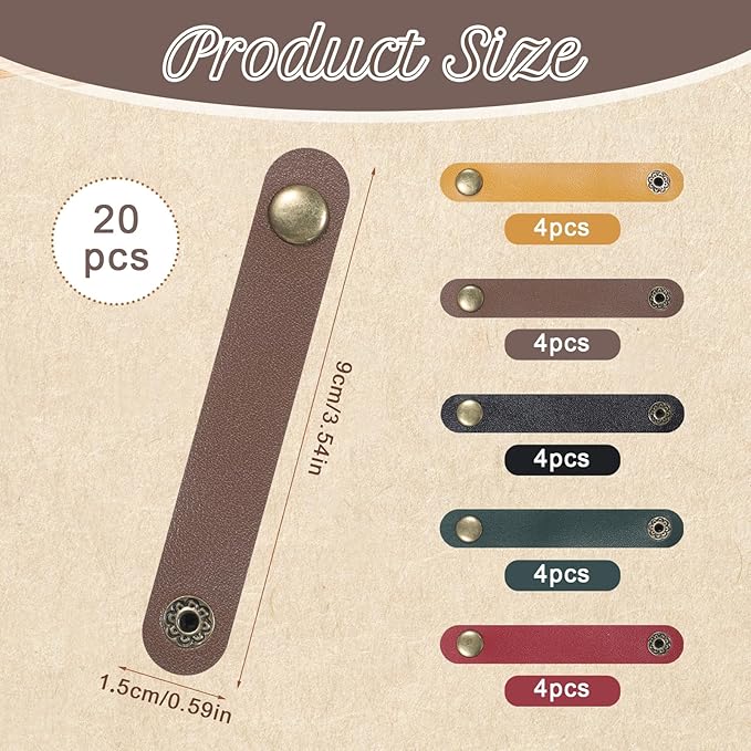 20 PCS PU Leather Cord Organizer - Image 2