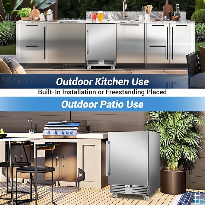 Outdoor Beverage Refrigerator 24 Inch Wide, Stainless Steel Beverage Fridge 180 - Image 7