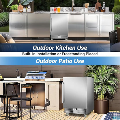 Outdoor Beverage Refrigerator 24 Inch Wide, Stainless Steel Beverage Fridge 180 - Image 7