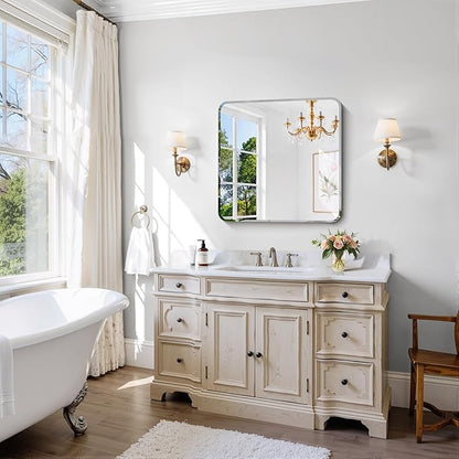 CILIBER Frameless Mirror, 24x24 Beveled Bathroom Mirrors - Image 3