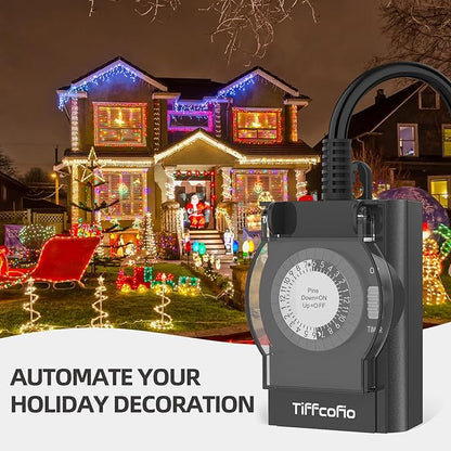 Outdoor Timer Outlet Waterproof, 24 Hour Mechanical Light Timer Outdoor - Image 4