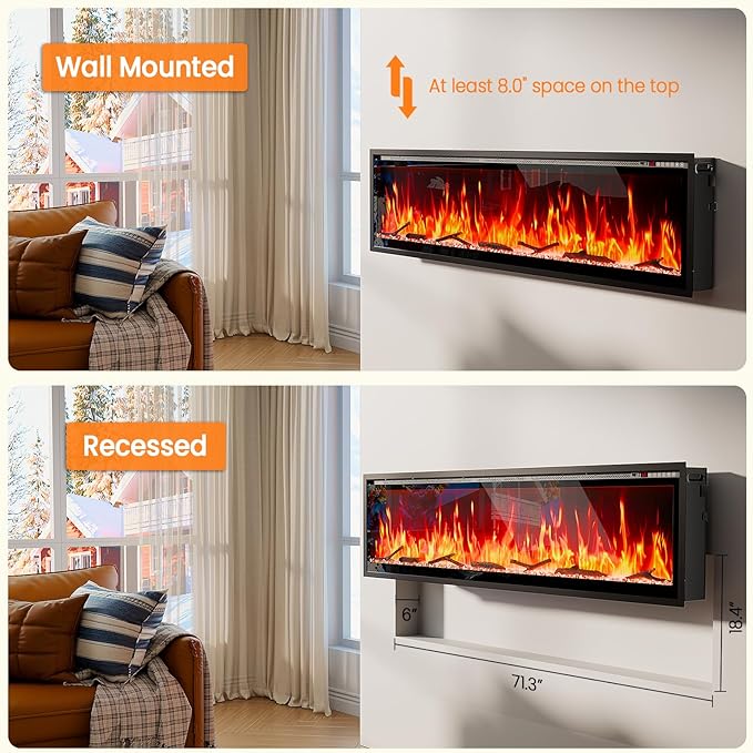 72” Smart Electric Fireplace - Image 4