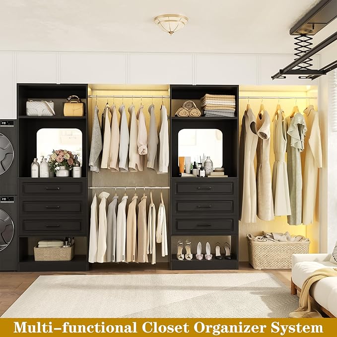 Unikito Closet System with 6 Drawers, 6-14Ft Closet Organizer with Mirror - Image 8