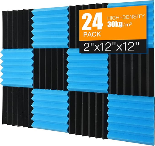 Sound Proof Foam Panels for Wall 24 Pack Acoustic Panels Sound Absorbing 2" X by Saiqiang