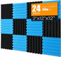 Sound Proof Foam Panels for Wall 24 Pack Acoustic Panels Sound Absorbing 2" X by Saiqiang