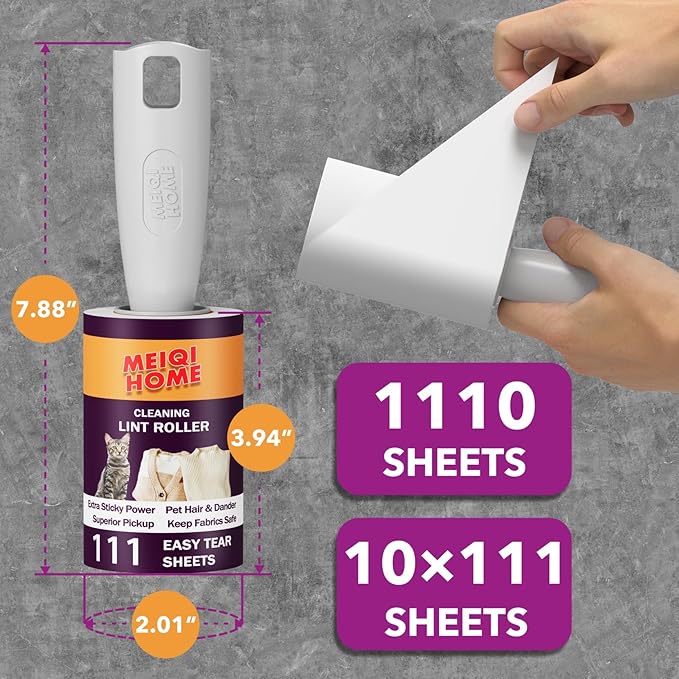 MEIQIHOME Lint Rollers for Pet Hair Extra Sticky, 1110 Sheets Mega Value Set - Image 6