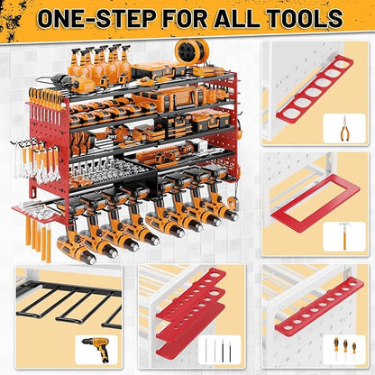 5 Layers Power Tool Organizer Wall Mount, Metal Cordless Tool Hanger Storage - Image 3