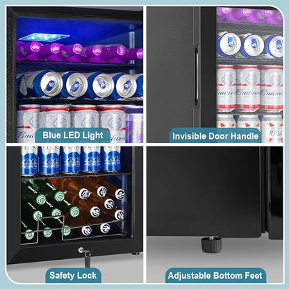 Beverage Refrigerator Cooler, 128 Cans 3.2 Cu.Ft Mini Fridge Glass Door - Image 6