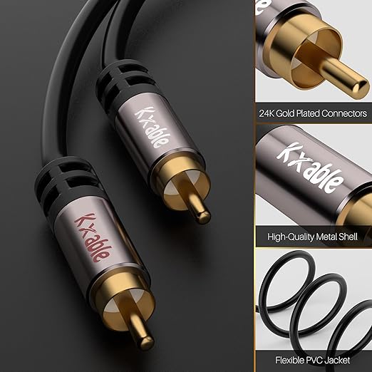 RCA Cable 125FT, 2RCA Male to 2RCA Male Stereo Audio Cable, 【Oxygen-Free Copper - Image 2