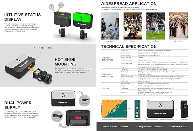 AVMATRIX TS3019-6 200 Meter Wireless Multi-Camera Tally System - Image 8