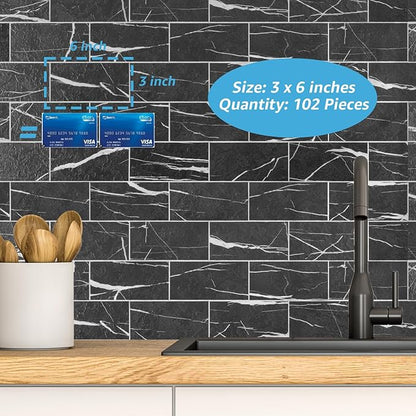 Art3d 102-Piece Faux Stone Peel and Stick Backsplash Tile, Waterproof Thick PVC - Image 3