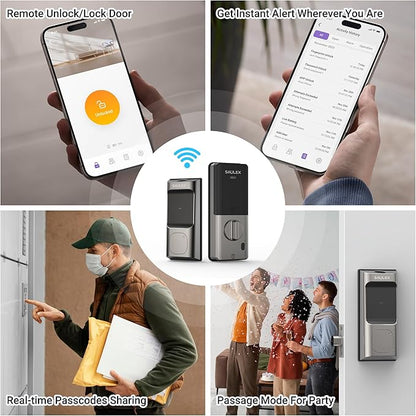 Saulex DB02 Smart Lock, Built-in Wi-Fi, 5-in-1 Keyless Entry Front Door Lock - Image 4
