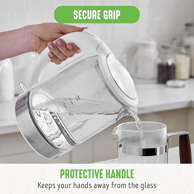 GreenLife 1.7 Liter Glass Electric Kettle, Easy One Touch Use, Quick Heating - Image 8