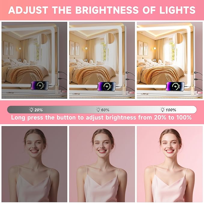 Vanity Mirror with Lights, Dimmable 3 Modes, Memory Function, Smart Touch - Image 5