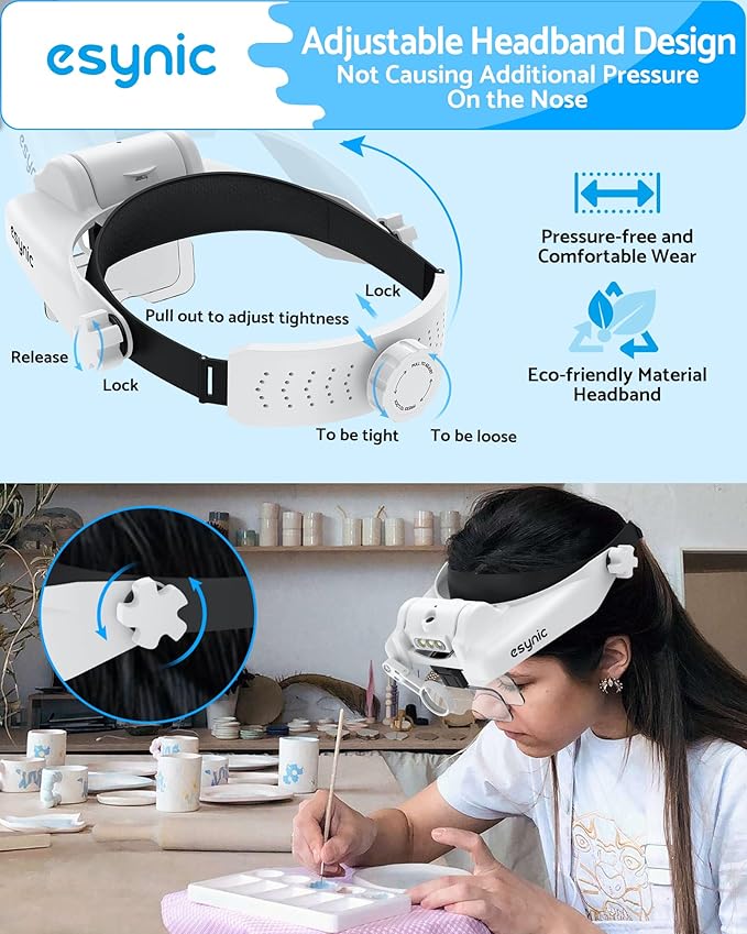eSynic Type-C Rechargeable Magnifying Glasses Headset-Up to 14X Magnification - Image 6