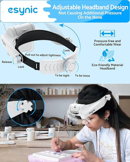 eSynic Type-C Rechargeable Magnifying Glasses Headset-Up to 14X Magnification - Image 6