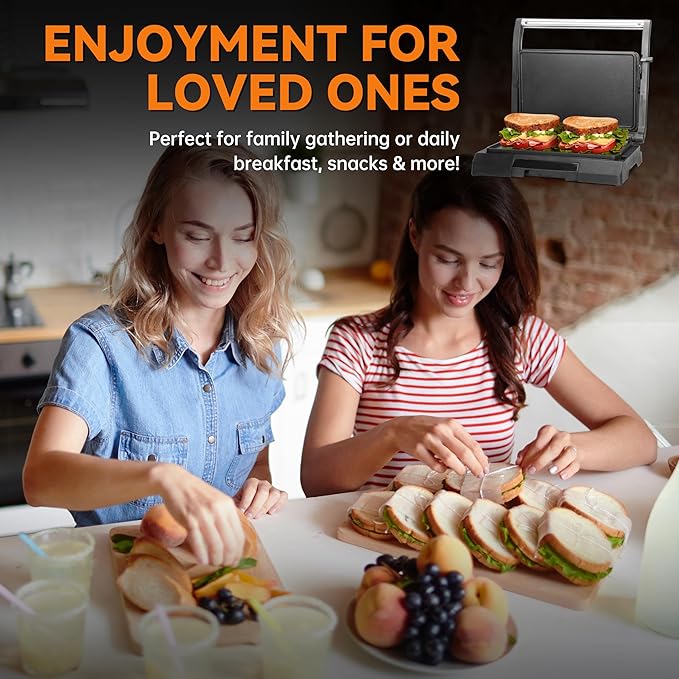 Baker's Friend Mini Panini Press Electric Griddle, 2 Slices of Panini Grill - Image 6