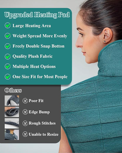 Heating Pad for Neck and Shoulders and Back, 24 x 23 XL Large Heat Wrap for - Image 7