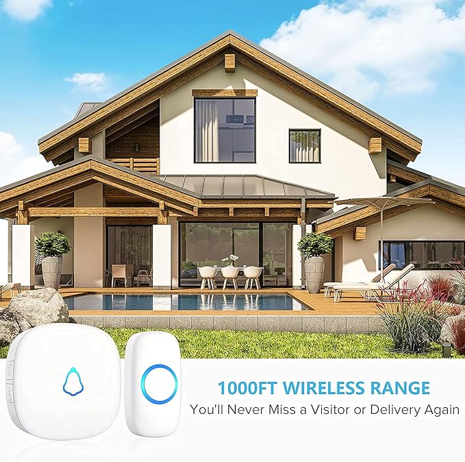 Wireless Doorbell, Remote Door Bell Ringer Wireless Long Range 1000FT, Matt - Image 3