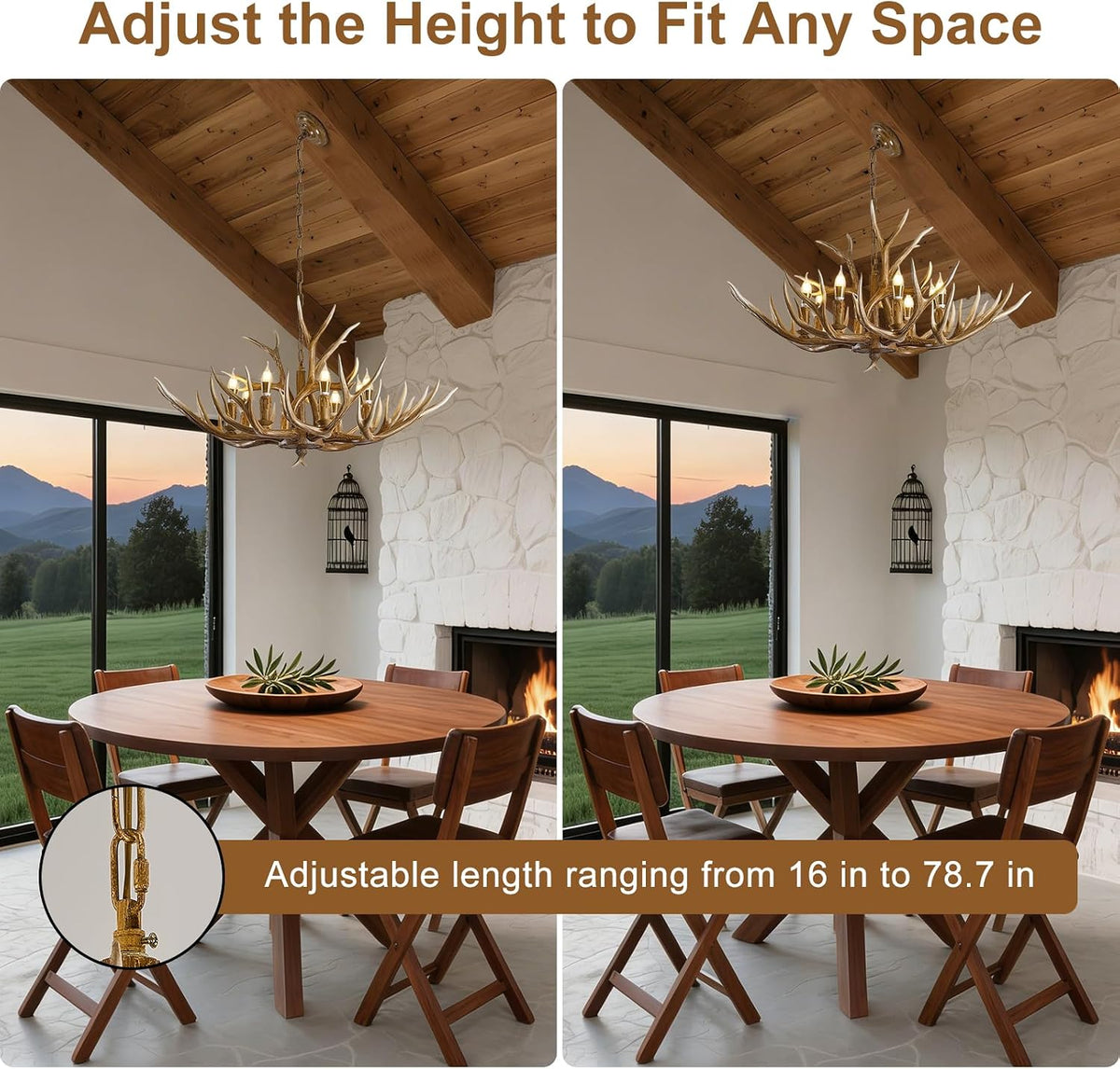 Antlers Chandelier 8 Light,Deer Chandelier Fixtures,Rustic Farmhouse Horn Ant...
